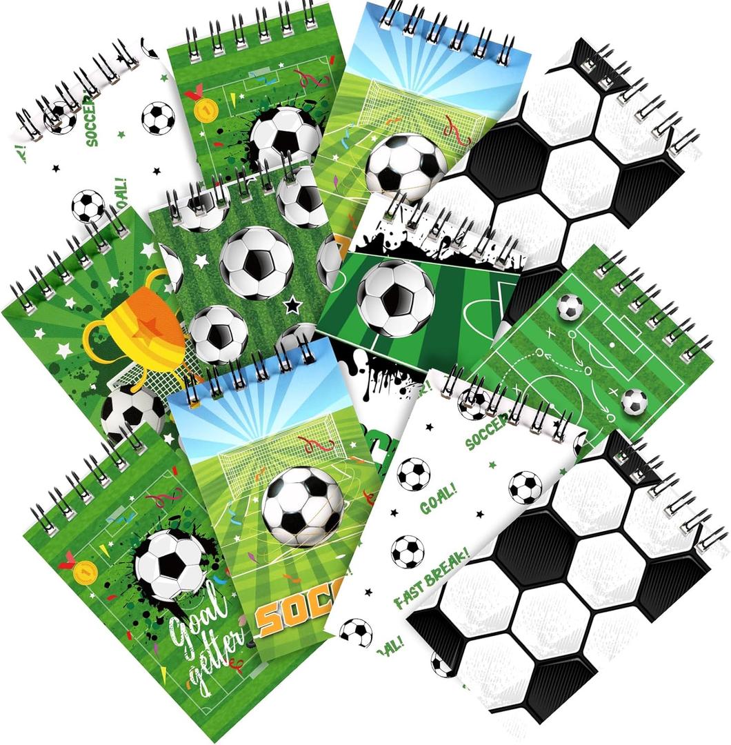 Maxdot 24 Pcs Soccer Mini Notepads Sports Party Favors Spiral Mini Journal Notebooks Goodie Bag Stuffers for Back to School Teacher Reward Birthday Party Gifts Supplies (multicolor)