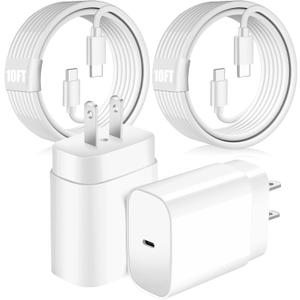 Super Fast Samsung Charger 25W USB C Android Phone Charger Block,2Pack 10FT Long Samsung Charger Fast Charging Cord Type C Wall Chargers for SamsungGalaxy S26 Ultra/S26+/S25 Ultra/S24+/S23/S22/S21/S20 (White)