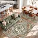 Washable Area Rug 9x12, Vintage Floral Carpet