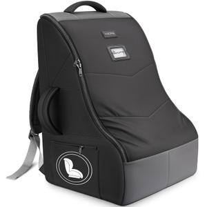 YOREPEK Padded Car Seat Travel Bag for Airplane Travel Compatible with Chicco, Britax, Nuna Rava, Sturdy Car Seat Backpack for Airport with Wear-Resistant Bottom, Large Carseat Cover for Baby Travel (Black)