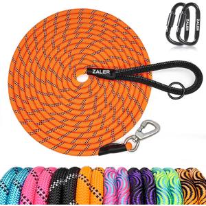 ZALER Long Dog Leash, 50 feet 30ft 20ft 15ft 10ft Dog Training Lead, Heavy Duty Reflective Check Cord Recall Leash for Dogs Training, Playing, Camping, or Backyard (10FT, Orange)