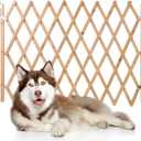 Hoomall Retractable Dog Gate Expandable Dog Fence Wooden Screen Door Accordion Gates Portable for Doorways Pet Gate Pet Safety Patio Garden Lawn