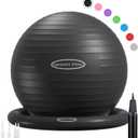 Fitvids Anti-Burst and Slip Resistant Exercise Yoga Fitness Birthing Ball with Quick Pump, 2,000-Pound Capacity, Multiple Colors and Sizes (Black)