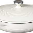 Lodge 3.6 Quart Enameled Cast Iron Oval Casserole With Lid Dual Handles  Oven Safe up to 500 F or on Stovetop - Use to Marinate, Cook, Bake, Refrigerate and Serve  Oyster White