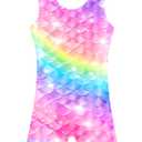TFJH E Girls Leotard Gymnastic Apparel with Shorts Athletic Dancewear Unitard Rainbow Scale 90