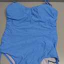 Viottiset Women's Ruched High Cut One Piece Swimsuit Tummy Control Bathing Suit Monokini (Blue, XL)