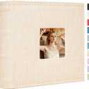 Small Photo Album 4x6 100 Pockets with Writing Space Linen Cover Picture Book Holds 4x6 Photos for Wedding, Baby, Family, Graduation (White)