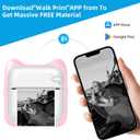 Mini Sticker Printer, Portable Thermal Printer, Inkless Pocket Maker for Study Notes, Pictures, DIY, Label, Photos, DIY, Compatible with iOS & Android