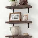 LifetimeWarranty Easy Install Wall Shelves with Brackets,15.7 Inch Wall Mounted Wood Floating Wall Shelf, Small Wall Shelf for Storage&Home Decor, Living Room,Kitchen,Office,Book Corner Shelf,Set of 3