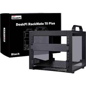 GeeekPi DeskPi RackMate T0 Plus, 10 inch 4U Mini Server Cabinet for for Servers, Network, A/V Equipment, 10.23 inch Depth (Black)