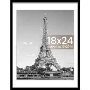 upsimples 18x24 Picture Frame, Display Pictures 16x20 with Mat or 18 x 24 Without, Wall Hanging Poster Frames, Black, 1 Pack
