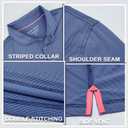 MICHEL ROUEN Golf Shirts for Men Short Sleeve Lightweight Quick Dry Pin Striped Casual Collared Polo Shirts (Blue, XXXL)