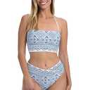 La Blanca Women's Standard Bandeau Midkini Swimsuit Top
 (10, Capri Blue//Mediterranean Breeze)
