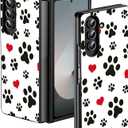 Slim Case for Galaxy Z Fold 6 5G, Hard PC Men Women Phone Case for Samsung Galaxy Z Fold 6 with Cute Dog Paw Prints Design, Shockproof Wireless Charging Cover for Samsung Z Fold 6 2024
