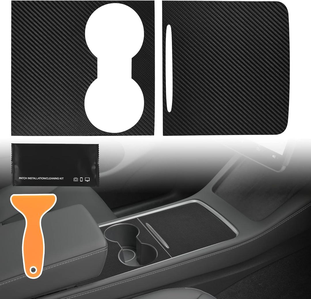 Center Console Wrap Carbon Fiber Parttern Designed for 2021-2024 Tesla Model 3/Y,Model 3/Y Interior Console Cover Accessories