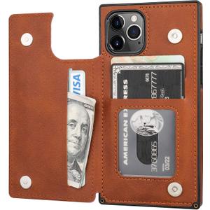 Bocasal Wallet Case for iPhone 11 Pro Wallet Case with Credit Card Holder Premium Soft PU Leather Kickstand Shockproof Magnetic Closure 5.8 inch(Brown)