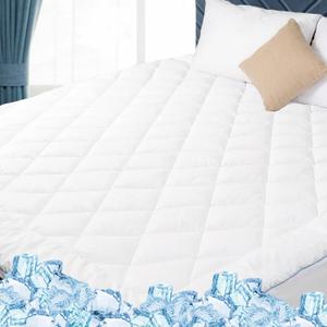 Full Mattress Pad Cooling & Breathable - Deep Pocket (18-22 Inches), Breathable & Smooth Full Mattress Cover Padded for Hot Sleepers, Fitted Bed Topper for Ultimate Comfort,White