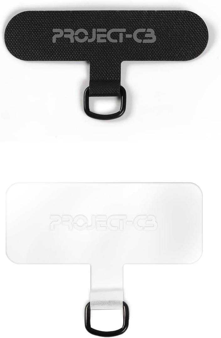 project-cb Phone Tether Tab 2 Pack,Universal Phone Lanyard Patch Without Adhesive,Phone Strap Replacement Part for Cell Phone (Black&Clear)