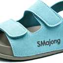 SMajong Boys Sandals Girls Sandal Kids | Non-Slip Slides, Lightweight, Adjustable, Open Toes, Flat (Blue)