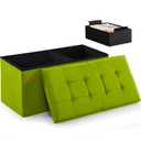 HAUSFRAU Ottoman with Storage Bench Folding Foot Rest Stool Teal