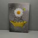 Bathroom Wall Art Daisy Canvas Pictures Modern Flower Bathtub Artwork Rustic Wood Board Background Contemporary Wall Art Decor Bedroom Living Room Office Home Framed Ready to Hang Yellow 16" x 24"