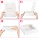 Kucoele 20 PCS Pie Boxes, 9 x 9 x 2.5 Inches Bakery Boxes with Window, Auto-Popup Cookie Boxes White Treat Boxes for Chocolate Strawberries, Pastries, Muffins, Donuts
