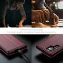for Samsung Galaxy S24 Ultra Wallet Case with Credit Card Holder, PU Leather RFID Blocking Folio Flip Kickstand Magnetic Clasp Protective Phone Cover for Women Men Wine Red