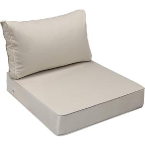 AAAAAcessories Outdoor Seat Cushions for Chairs, Fade-Resistant, Waterproof Patio Furniture Replacement Cushions, 24" x 24" x 5" + 24" x 13.5", Beige
