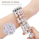 V-MORO Compatible with Apple Watch Band Pearl Series 11/10/9/8/7 45mm/46mm/44mm/42mm Fashion Beaded Elastic Bracelet Bling Jewelry Strap for iwatch SE Series 6/5/4/3/2/1 Pure White,for 5.5"-6.2" Wrist