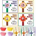 Jingmore 30 Set DIY Mother's Day Flower Craft Thankful Gift Kits Flower Picture Frames Crafts Mother's Day Cards for Church Gifts Christian Classroom Sunday School Toddlers Home Fun Activities, 8.27 x 6.3 Inches