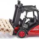 Siku 1722, Linde Forklift, 1:50, Metal/Plastic, Red, Movable Fork, Incl. 2 pallets