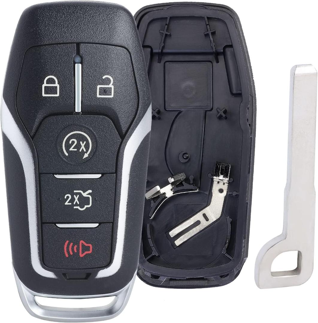 Keymall Remote Key Fob Case Shell Cover Replacement for Ford Edge/Explorer/Fusion/Mustang for Lincoln MKZ/MKC/MKX(FCC ID:M3N-A2C31243300 P/N:164-R7989) 5 Buttons,Just A Key Shell