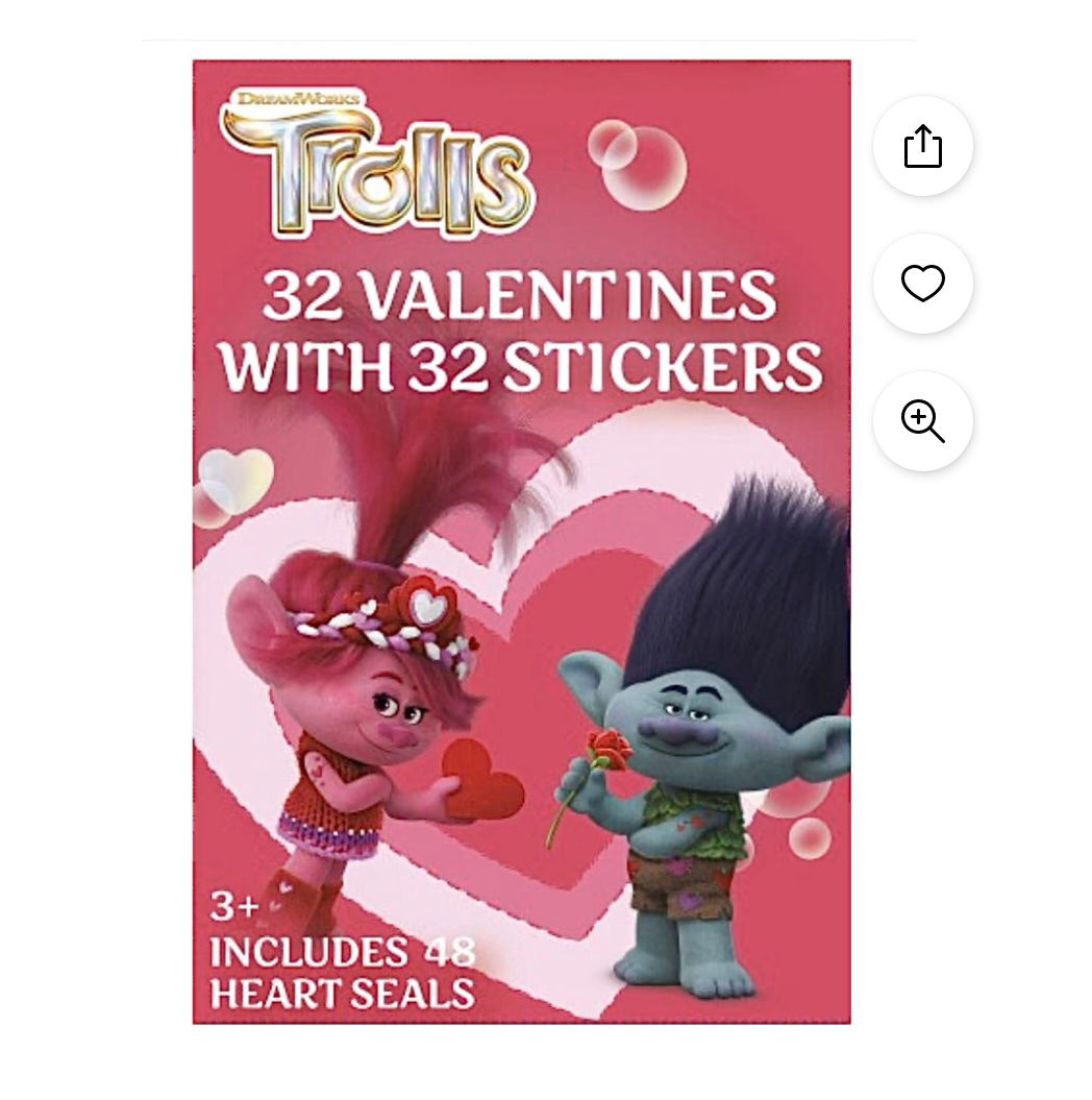 Dreamworks Trolls 32 Valentines Cards with Stickers 2 Packs