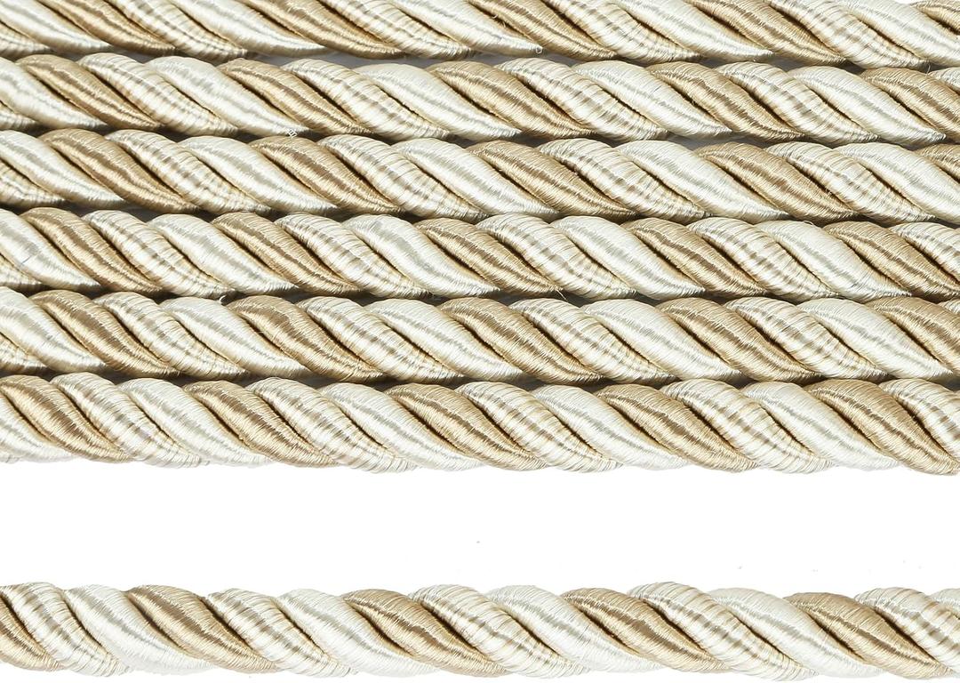 Fenghuangwu 10 Yards / 1cm Twisted Rope Cord Trim Nylon Rope Thread String for DIY,Home Decor,Sofa Furniture Decoration-Mix Beige