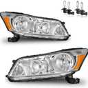 Headlights W/Bulbs for 2008-2012 Honda Accord 4Dr Headlamp Replacement Driver & Passenger Side, NOT fit coupe models or Crosstour models