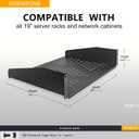 RIVECO 19 2U Rack Shelf Server Cabinet Mount Vented Cantilever Tray for Network Equipment, 14 Inches 35 CM Depth, Black