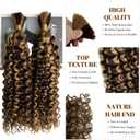 P4/27 Ombre Human Braiding Hair 100g Highlight Honey Blonde Deep Water Wave 2 Bundles Bulk Human Hair for Micro Braiding Color Wet and Wavy Curly Hair Extensions for Boho Braids Knotless 16 Inch #P4/27 Brown to Strawberry Blonde, 16 Inch