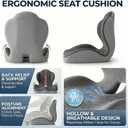 Ergonomic Seat Memory Foam Support Cushion for Back, Car Seat Back Support Cushion for Sciatica Tailbone Pain, Office Desk Chair Car Travel Seat Cushion (Grey)