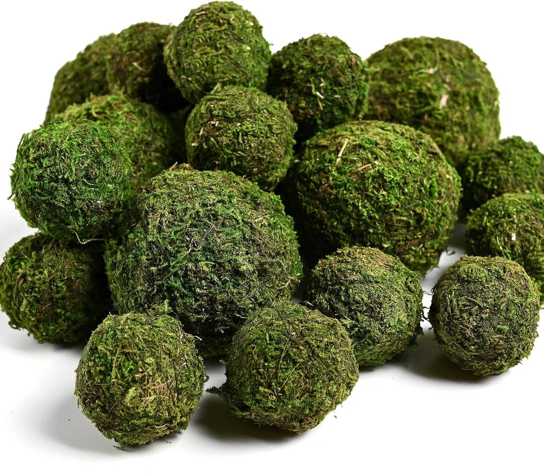 Usmola 18pcs Fake Moss Balls, 6pcs 3.2" Faux Green Balls + 12pcs 2" Artificial Moss Decorative Balls for Centerpiece Bowls (Fresh Green)