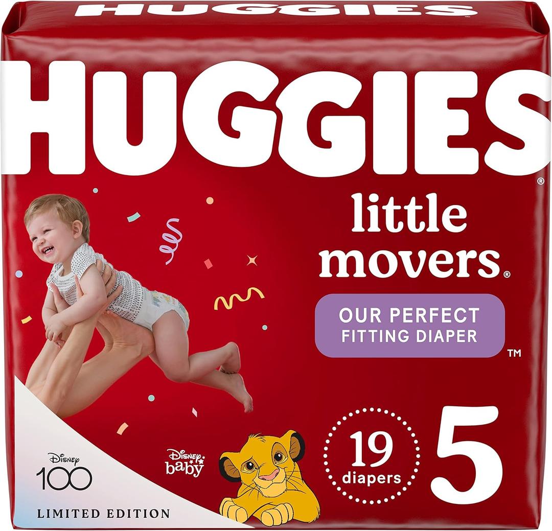 Huggies Size 5 Diapers, Little Movers Baby Diapers, Size 5 (27+ lbs), 19 Count