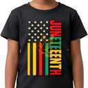 Juneteenth Shirt Kids Happy Juneteenth Freedom Tee Boys Girls Toddler Shirt 3T-7T (Black)