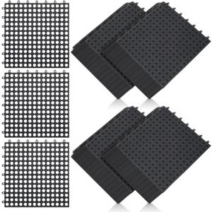 50 Pcs 11'8 x 11'8 Inches Interlocking Drainage Tiles Dry Deck with Drain Holes Non Slip Floor Mats TPE Soft for Bathroom Patio Pool Deck(Black)