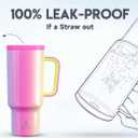Meoky 40oz Tumbler with Handle, Leak-proof Lid and Straw, Insulated Coffee Mug Stainless Steel Travel Mug, Keeps Cold for 34 Hours or Hot for 10 Hours (Carnival)