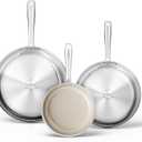Redchef Non Stick Frying Pans, Hybrid Ceramic Frying Pan, Nonstick Skillet with Stay-Cool Handle, Non Toxic, PFAS PFOA & PTFE Free, Dishwasher & Oven Safe, Compatible with All Cooktops (8+10+12 inch) (Beige)