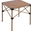 iClimb Lightweight Stable Alu. Folding Square Table Roll Up Top with Carry Bag for Camping Picnic Backyards BBQ Camp Kitchen and Seat (Nature, M)