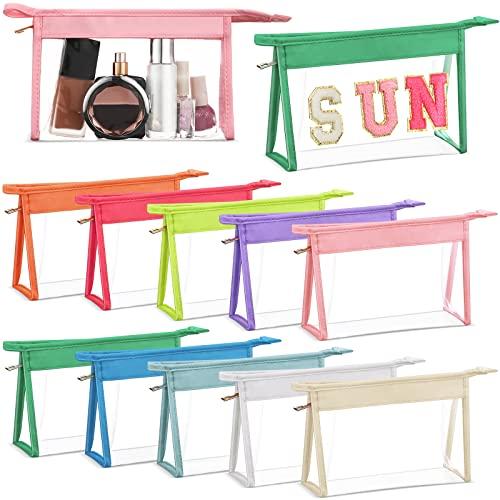Chunful 7 Pieces Clear Makeup Bags PVC Zipper Pouches Nylon Makeup Bag Travel Toiletry Zipper Cosmetic Organizer Pouch for Women