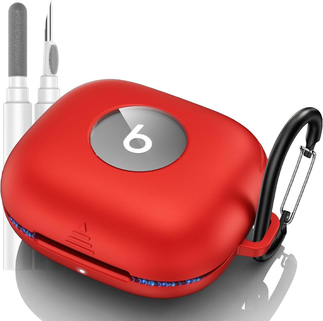 for Beats Powerbeats Pro 2 Case Cover, Shockproof Magnetic Case for Powerbeats Pro 2 2025 Wireless Earbuds, Magnetic Lock Lid Protective Cover with Cleaner Kit & Carabiner (Red)