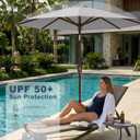 PatioKingdom 10FT Patio Umbrella with Push Button Tilt and Crank, Outdoor Market Umbrella with 8 Fiberglass Ribs, UV Protection Table Umbrella for Pool,Backyard,Garden,Deck