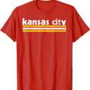 KC Tee Kansas City Retro Vintage Distressed 3 Stripes RED KC T-Shirt, 2XL