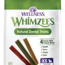 Wellness WHIMZEES Stix Natural Dog Dental Treat, Chews, Freshens Breath, Extra-Small Size, 14.81 oz Bag, 56 Count (EXP 07/14/29)